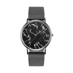 Mesh Band Marble Wristwatch