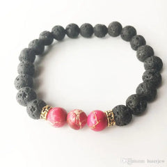 Lava Rock Stone Beads Bracelet Charm