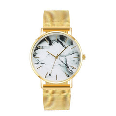 Mesh Band Marble Wristwatch