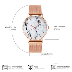 Mesh Band Marble Wristwatch