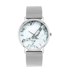 Mesh Band Marble Wristwatch