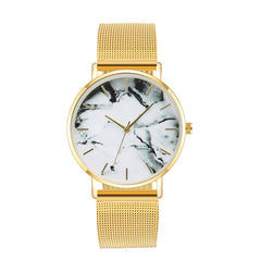 Mesh Band Marble Wristwatch